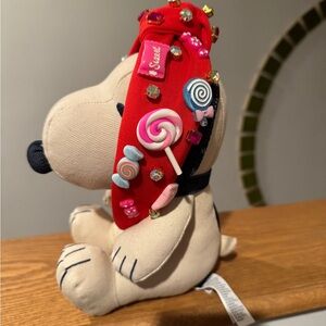 Cute Red Top Knot Headband with Candy, Sweets, and Gemstone Embellishments